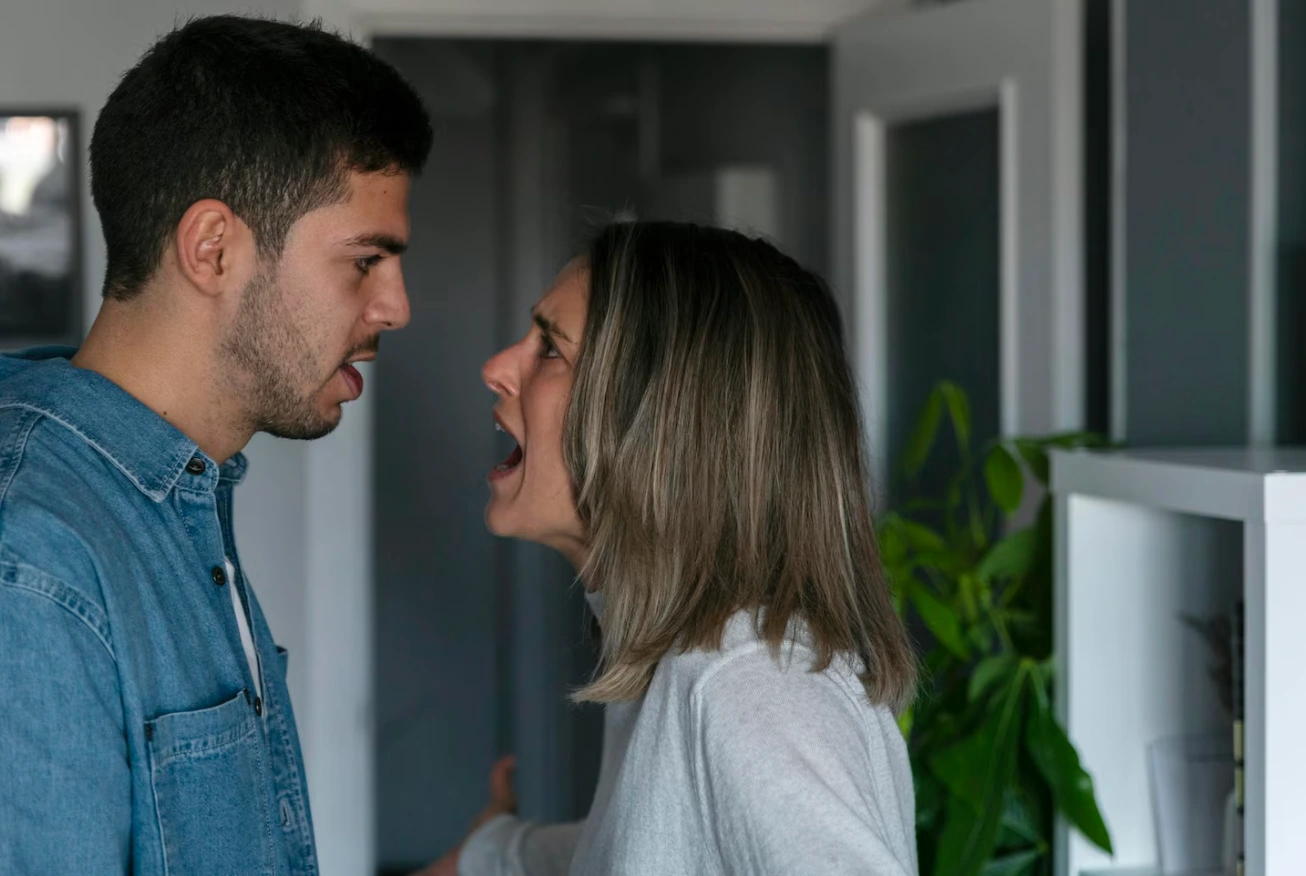 A person lashing out at their partner.